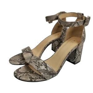 CL by Laundry NWOB Jody Snakeskin Ankle Strap Block Heel Sandals Size 6.5